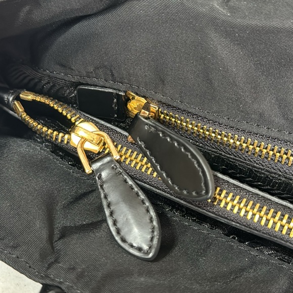 PRADA Tessuto Tote Bag Nylon with Gold Triangle Large Logo Plate Shoulder Bag - Picture 12 of 16